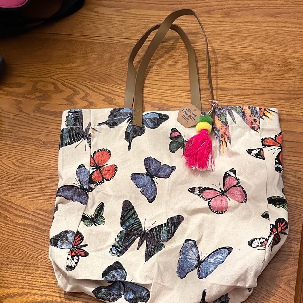 Eccolo Multicolor Butterfly Canvas Tote